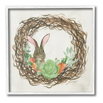 Stupell Industries Spring Easter Wreath Animals & Insects Painting White Framed Art Print Wall Art, 12 x 12