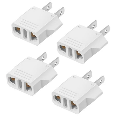 4 Pack Europe to US Plug Adapter,Plug Adapter European to American,220v to 110v Adapter Plug Converter,EU to US Plug Adapter,Power Travel Adapters European to American