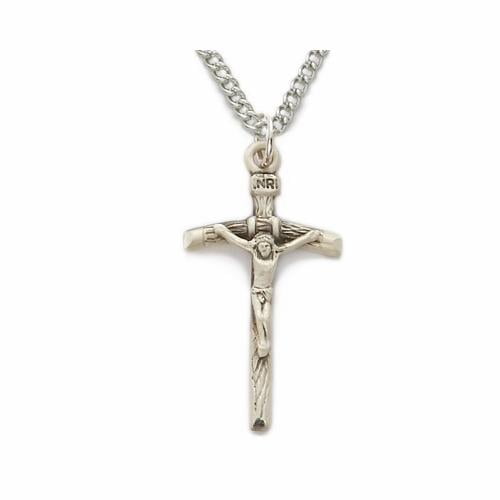 .925 Sterling Silver Pope John Paul II cross crucifix Pendant Pendant Comes with a 18'' Chain Necklace in a deluxe velvet box