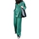 thumbnail image 1 of Txlixc Traje de 2 piezas para mujeres, cuello de solapa, manga larga, chaqueta de doble fila + pantalones de piernas anchas Txlixc moda, 1 of 9