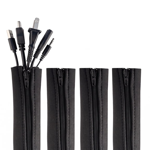 MQHOOB 4Pack Zipper Cable Sleeve,20in Cord Organizer and Cable Protector for Desk, Computer, TV Flexible Wrap Cover Wire Hider System
