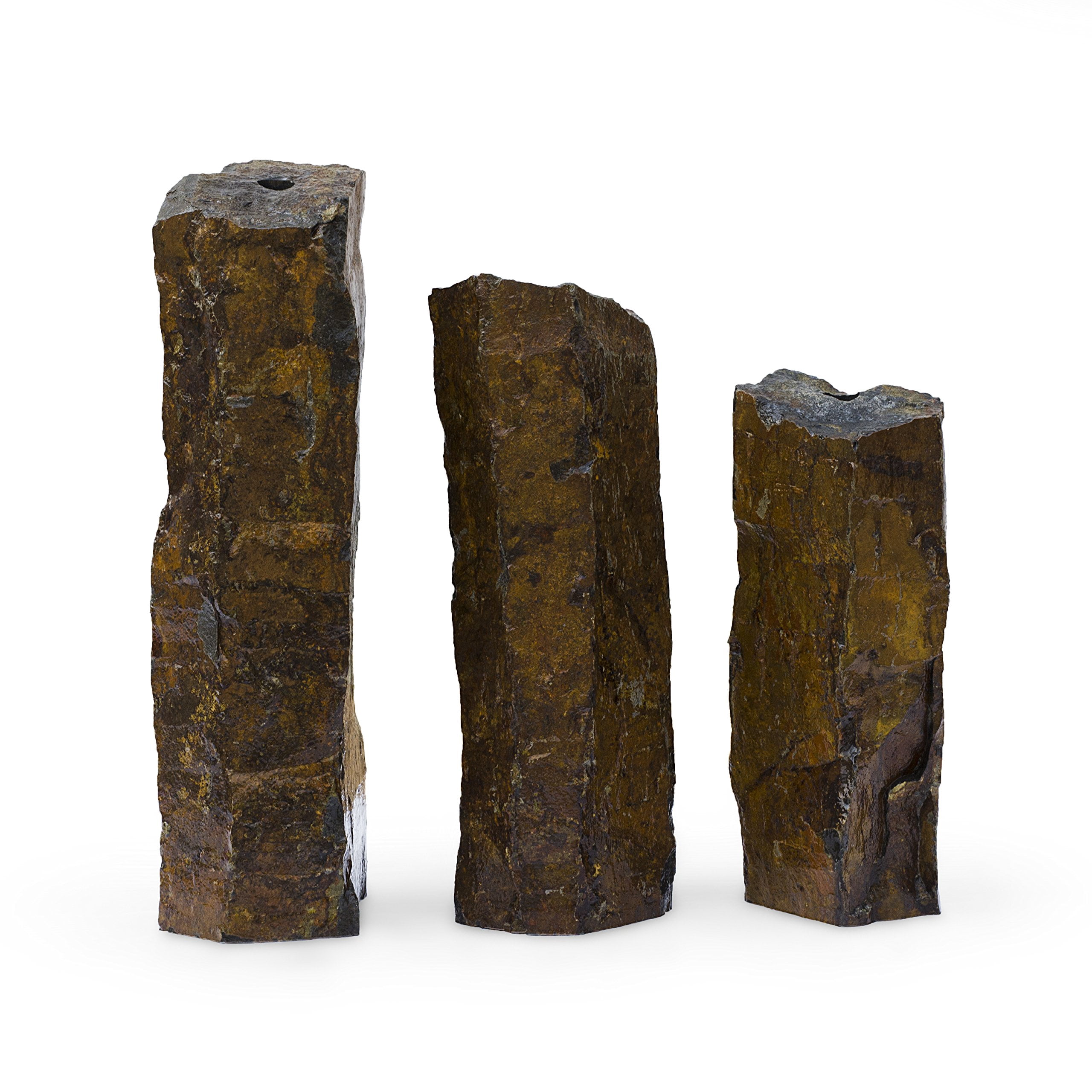 Aquascape Outdoor Fountain Columns, Mongolian Basalt Stone, 24", 30", 36" (3 Pack)