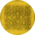 thumbnail image 1 of Ahgly Company Machine Washable Indoor Round Oriental Yellow Traditional Area Rugs, 5' Round, 1 of 4
