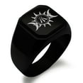 thumbnail image 1 of Stainless Steel Celtic Awen Arwen Sun & Moon Engraved Square Flat Top Biker Style Polished Signet Ring, 1 of 1