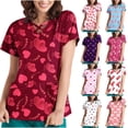 thumbnail image 5 of TIMIFIS Hauts de Sarrau d'Infirmière pour Femmes, Saint-Valentin, Uniforme de Travail, Manches Courtes, Col en V, Blouse T-shirt de Tenue de Travail avec Poches, Imprimé, 5 of 5