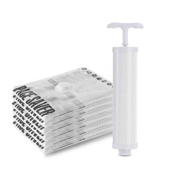 6X Vacuum Storage Bags , Sealer Compression Bags with Travel Hand Pump for Blankets, Comforters, Clothes Storage L