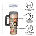 thumbnail image 4 of 40oz Pioneer Flower Floral Print Pattern Insulated Tumbler with Handle, BPA-Free Leak Proof Lid and Straws, Double Wall Vacuum, Hot 12h/Cold 34h, 4 of 6