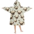 thumbnail image 2 of Pug Head Beige Pattern Lamb Fleece Blanket Hoodies for Teens ,Teens Oversize Sherpa Wearable Hooded Blanket Sweatshirt with Super Pockets, 2 of 6
