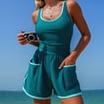 thumbnail image 6 of felwors Women's Athletic Quick-Dry One-Piece Swimsuit - Tank Style With Side Pockets Slim-Fit Swim & Beach Wear(Dark Green, S), 6 of 8