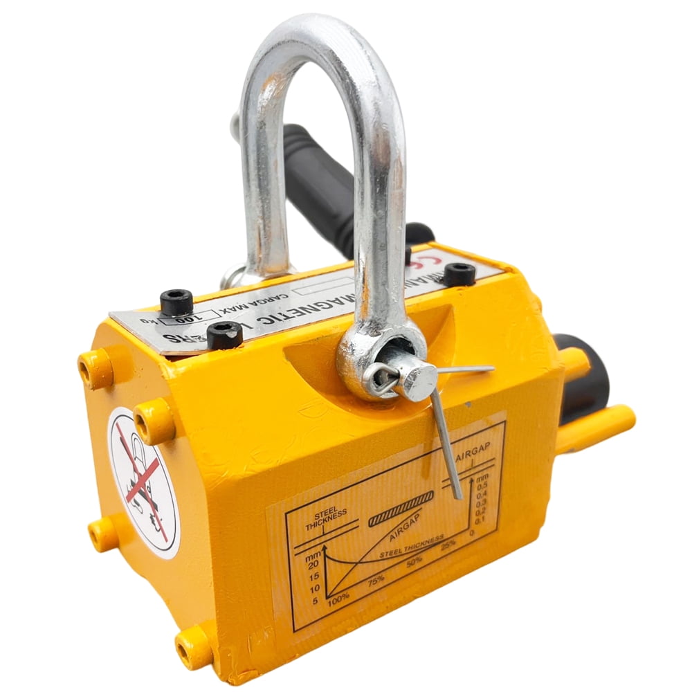 220lbs Permanent Magnetic Lifter Metal Lifting Magnet Shop Hoist Crane with Handle Neodymium Magnetic