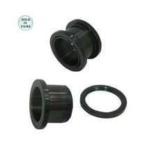 Black Anodized Titanium Ear Plugs Eyelet Screw Fit 5/8" 16mm