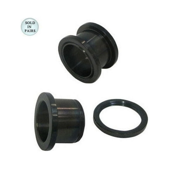 Black Anodized Titanium Ear Plugs Eyelet Screw Fit 5/8" 16mm