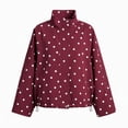thumbnail image 4 of Edvintorg Women Jacket Plus Size Polka Dot Long Sleeve Zip up Coat Stand Collar Loose Casual Outerwear with Pocket Women Fall Clothes Wine S-3XL, 4 of 7