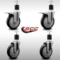 thumbnail image 2 of 5 Inch SS Black Poly Swivel 1-7/8 Inch Expanding Stem Caster Set 2 Brakes, 2 of 2
