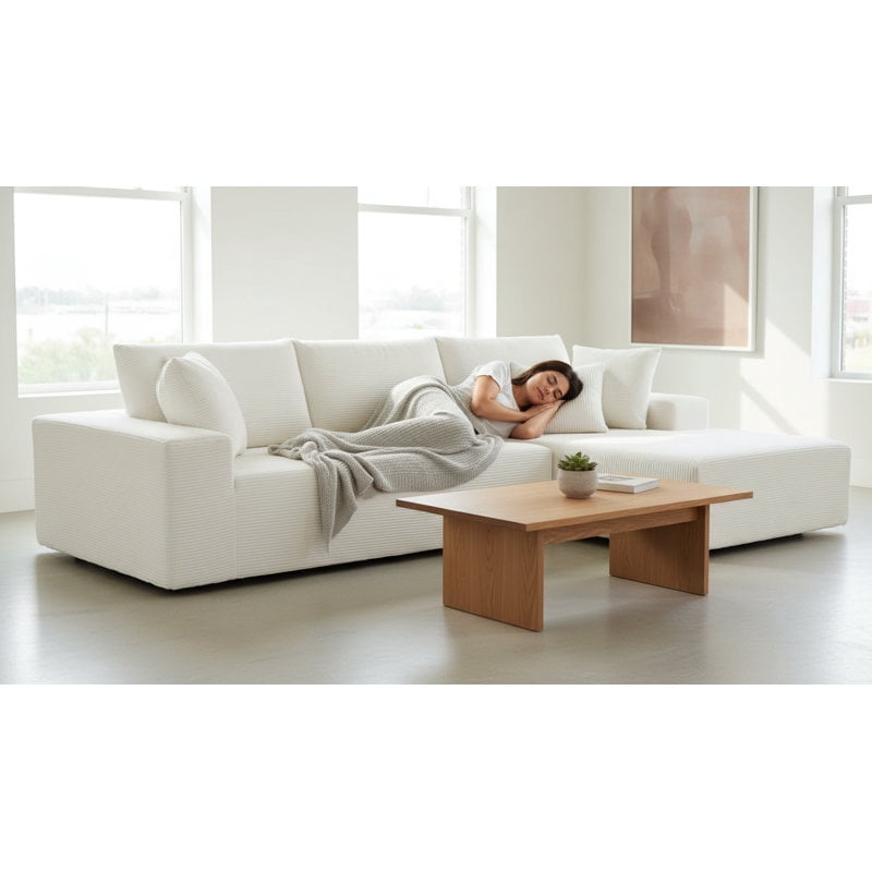 US Pride Compression sectional sofa in soft corduroy right hand facing