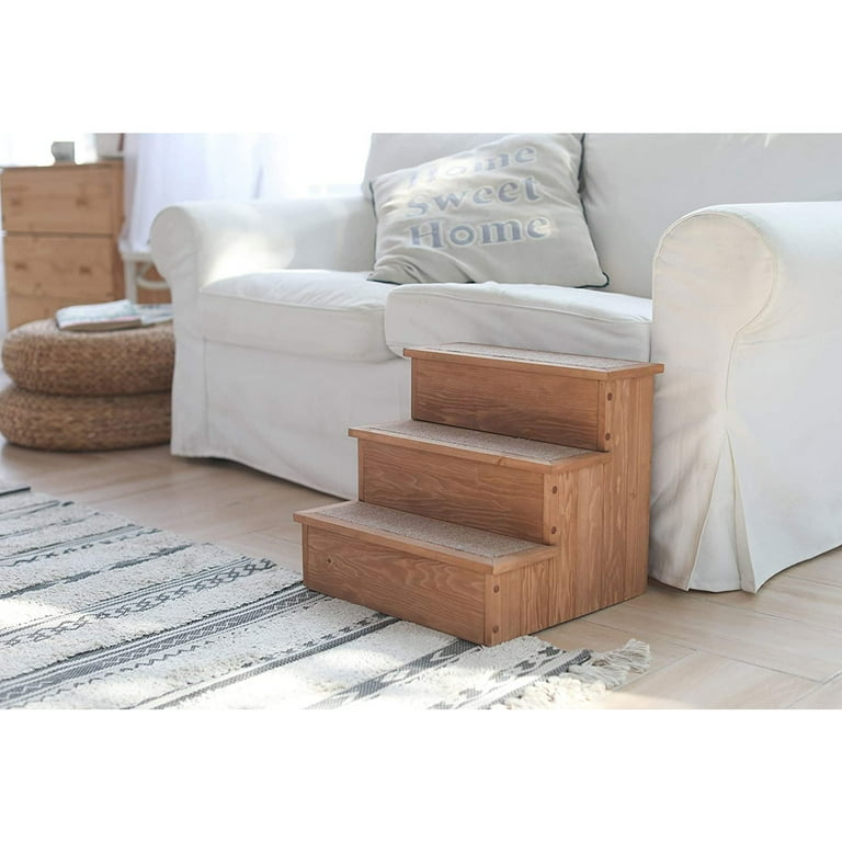 Oak Wood Carpeted Pet Stairs