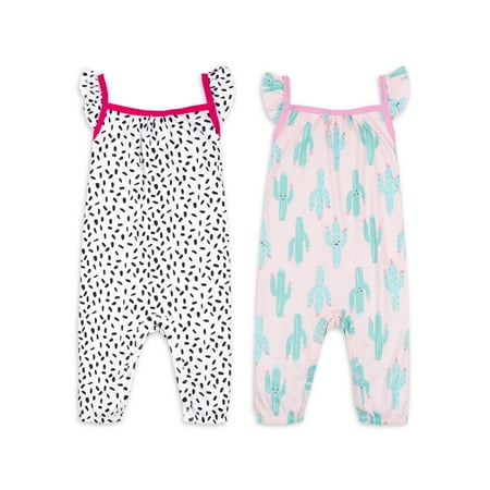 

Little Star Organic Baby Girl 2Pk Flutter Sleeve Rompers Size Newborn - 24M