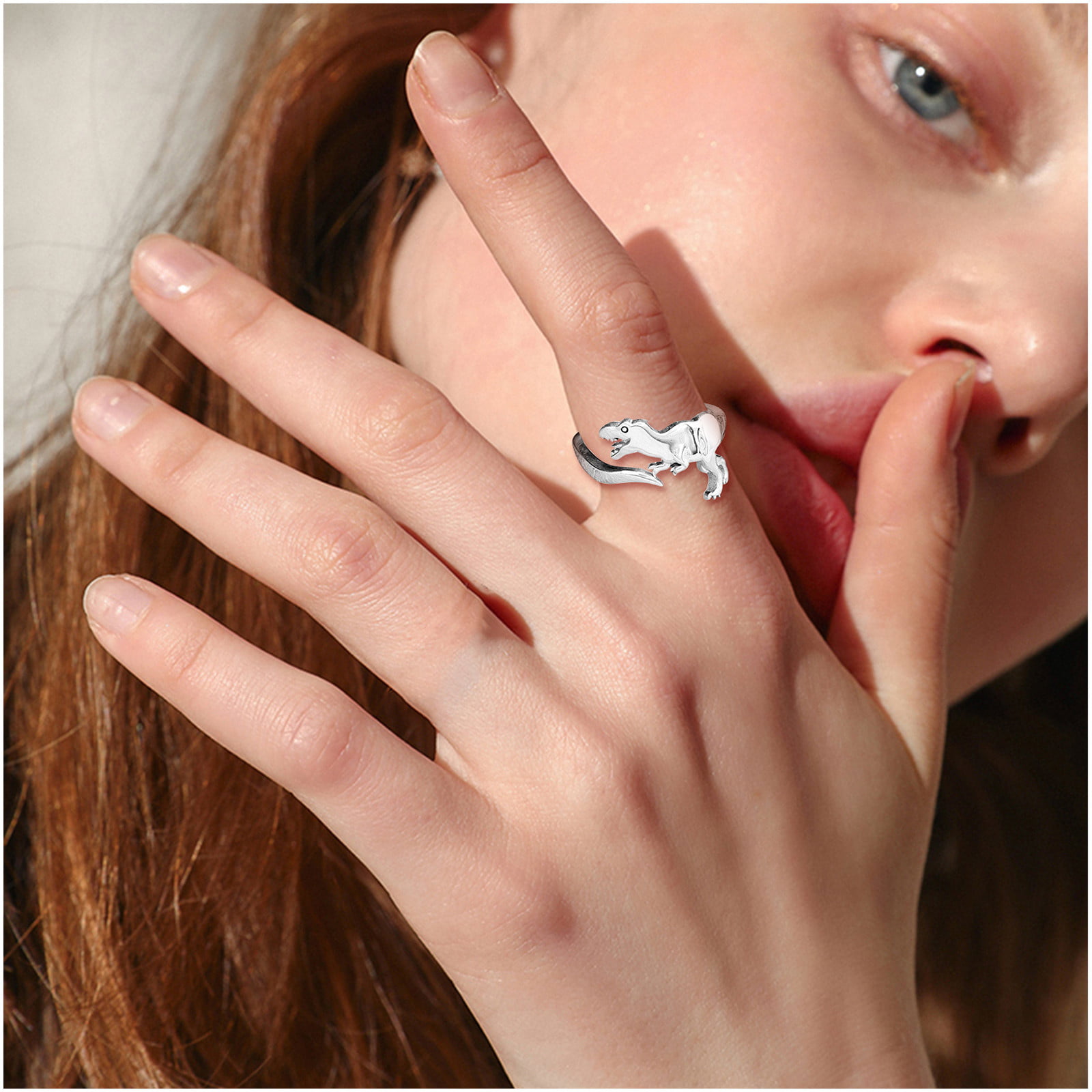 Skyrim Heart RAWR Dinosaur Rings Stainless Steel Anti Stress Spinning  Rotate Fidget Ring Appreciation Jewelry Gift for Men Women
