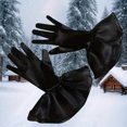thumbnail image 2 of AINIYS Satin Full-Finger Gloves Ruffled-Cuff Elegant Gloves for Formal Events Cold Weather Outdoor Stylish Wear & Vintage Accessory Black Free Size, 2 of 7