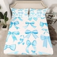 thumbnail image 2 of Homewish Cute Bow Ribbon Twin Sheet Sets,Cartoon Bowtie Twin Fitted Sheet,Blue Princess Bowknot Flat Sheet For Girls Kids,Ultra Soft Home Decor,3 Pieces, 2 of 7