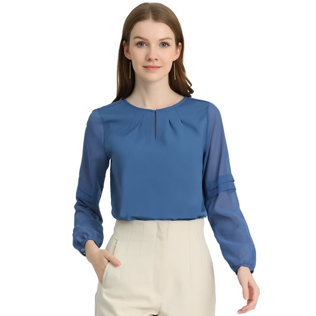 INSPIRE CHIC Blouse Élégante pour Femme de Bureau à Manches Longues à Encolure Goutte d'Eau