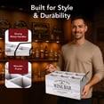 thumbnail image 6 of American Art Decor The Wine Bar Wood Crate Bottle Holder - White & Black 6-Bottle Rustic Storage Box with Metal Handles - Decorative Wooden Bar Accessory Gift for Adults, Man Caves, or Wine Lovers, 6 of 7