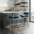 thumbnail image 6 of Amisco Travis 26 In. Swivel Counter Stool - Dark Blue Velvet / Grey Metal, 6 of 9