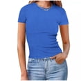 thumbnail image 2 of Eres Más Que una Camisa de Puntuación de Prueba Sexy de Manga Corta Lentejuelas Suelta Camisa de Blusa con Cuello en V, Poliéster, 2 of 6