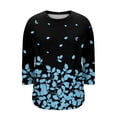 thumbnail image 5 of MLQIDK Womens Tops Plus Size 4x-5x Sexy V Neck T Shirts Floral Graphic T-Shirt 3/4 Sleeve Tunics Shirts Large Casual Tunics Blouses Cyan 3XL, 5 of 6