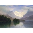 thumbnail image 2 of Bierstadt, Albert 24x18 Black Ornate Wood Framed with Double Matting Museum Art Print Titled - Mountain Scene, 2 of 4