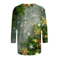 thumbnail image 3 of Oplxuo Women Christmas Shirts 3/4 Length Sleeves Crewneck Tops Christmas Graphic Printed Tshirts Holiday Blouse, 3 of 4