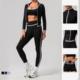 thumbnail image 4 of PISONIC Women's 2 Piece Workout Set Color Block Strappy Sports Bra, High Waisted Tummy Control Shorts, Backless Yoga Gym Athletic Outfit, 4 of 9