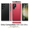 thumbnail image 5 of JiaheCover for Samsung S24 Ultra Case with Card Holder Dual Layer Shockproof Galaxy S24 Ultra Phone Case Hidden Card Slot Wallet Case Heavy Duty Rugged Case 5G,Red, 5 of 7
