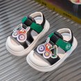 thumbnail image 2 of GiLiling Toddler Closed-Toe Sandals, Cute Colorful Appliqué Hook-and-Loop T-Strap, Soft Non-Slip PU Sandals for Summer Play (Black, 3.5-4 Years), 2 of 5