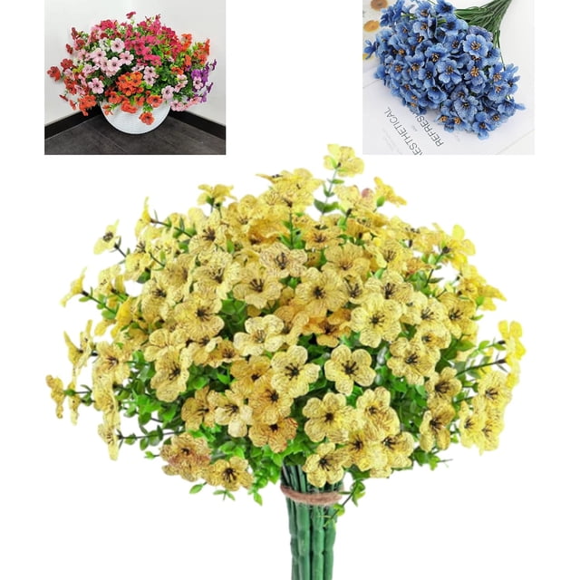 Submarinen Flowers, Declarity Flowers, UV Resistant Colorful Artificial Flower, Artificial Straight Plug,for Spring/Summer Decor, DIY Home Office Wedding Centerpiece (6, Yellow)