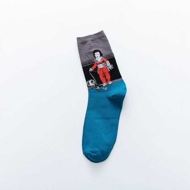 Calcetines de algodón con estrellas para hombre, calcetines con pinturas famosas, calcetines con pintura al óleo de Mona Lisa, calcetines para hombre