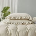 thumbnail image 6 of Twin Comforter Set 3 Pieces Ruffle Bedding Sets Oatmeal Cute Bedding Comforters & Sets, Lightweight Fluffy Microfibe (66"x90" Comforter & 2 Pillowcases), 6 of 6