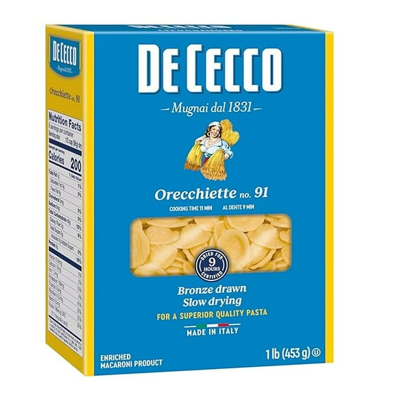 De Cecco Orecchiette No. 91 Pasta 16 Oz. Box ( Pack of 2 )