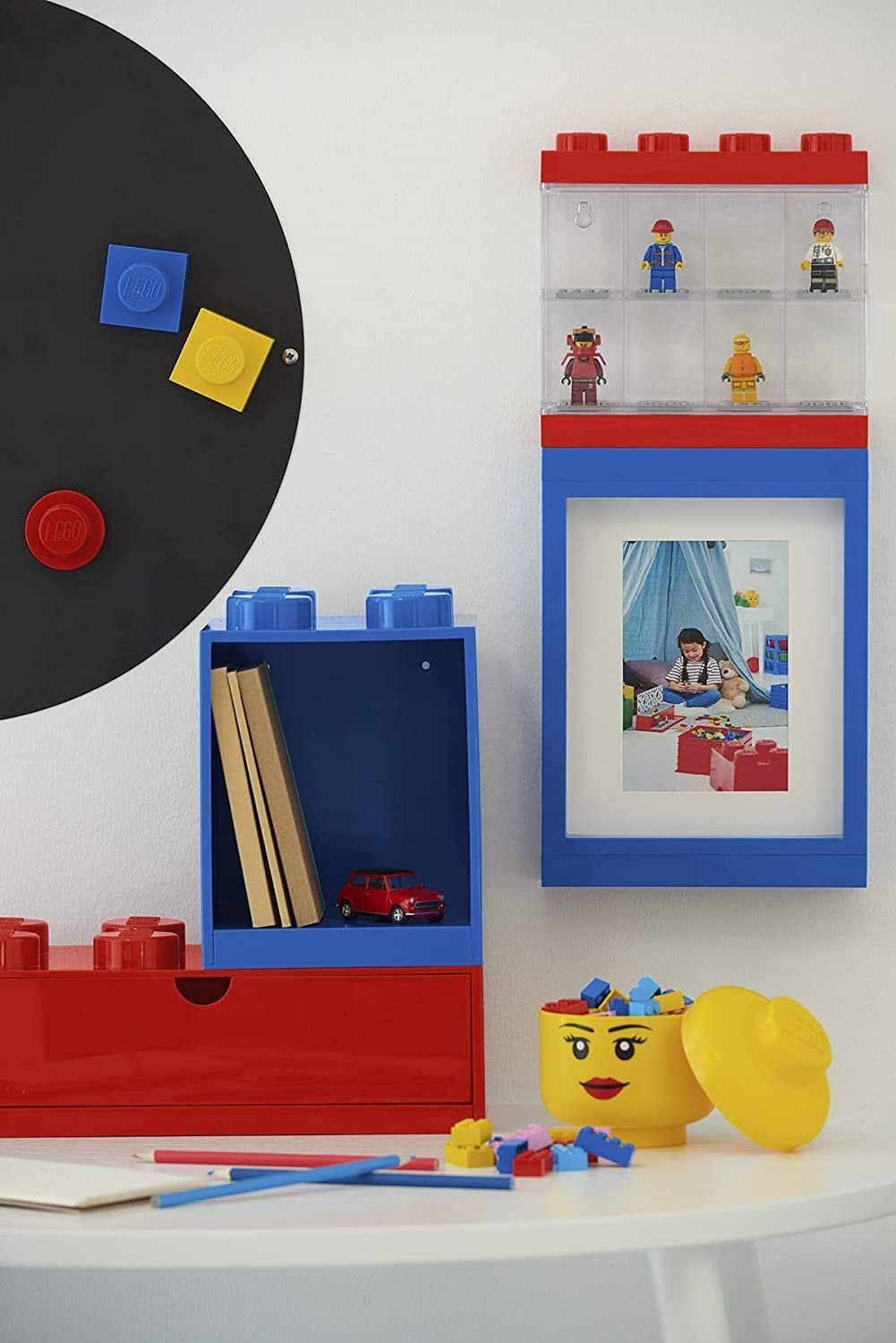 Room Copenhagen LEGO Brick Set with 4-Stud and 8-Stud Box Shelves, Blue