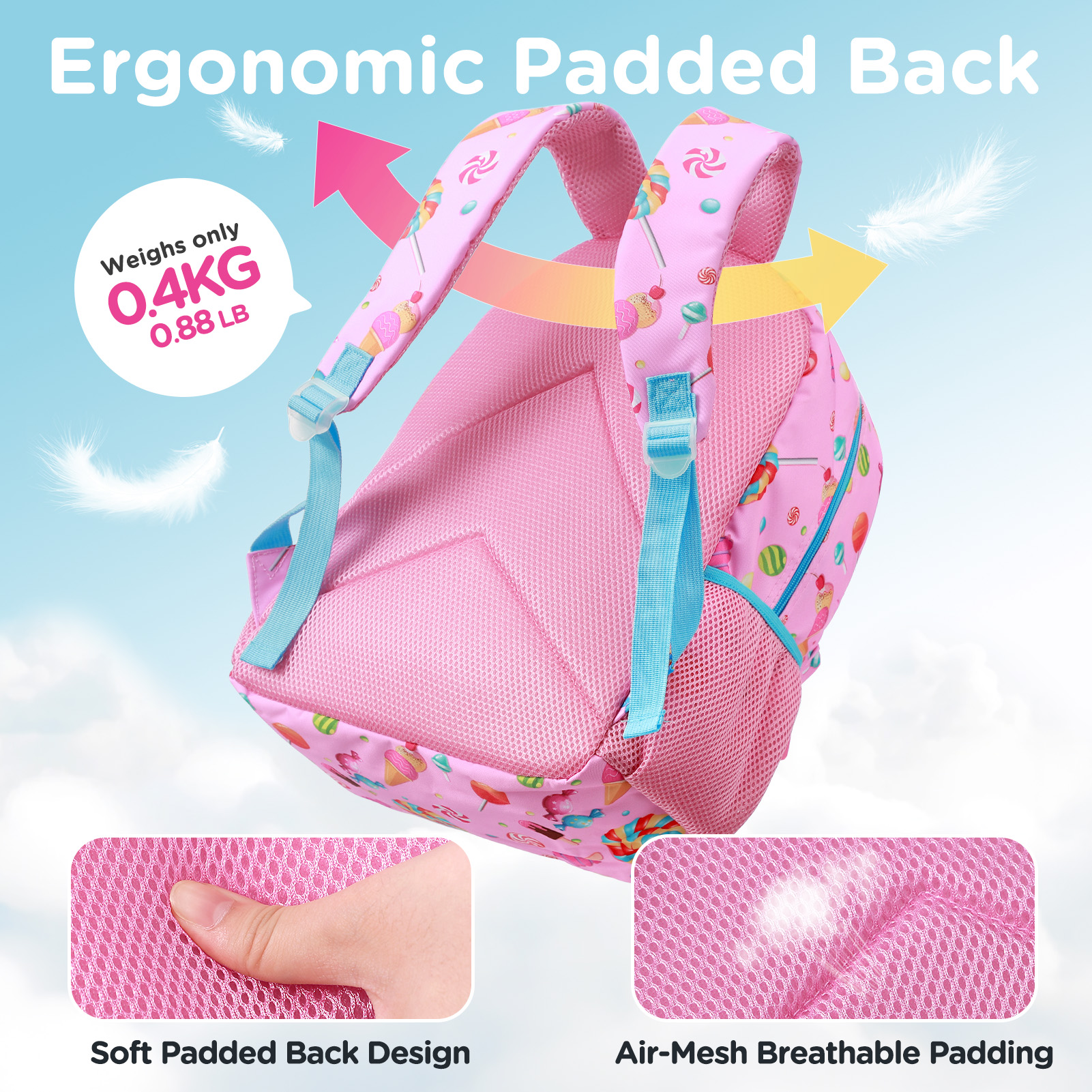 Mochila para niñas, impermeable, linda, para adolescentes, con estampado de dulces 3