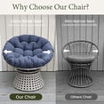 thumbnail image 5 of LayinSun 2 Pieces Oversized Outdoor Rattan Swivel Papasan Chair with 6" Soft Thickened Cushion for Patio, Deck, Living Room, 5 of 7