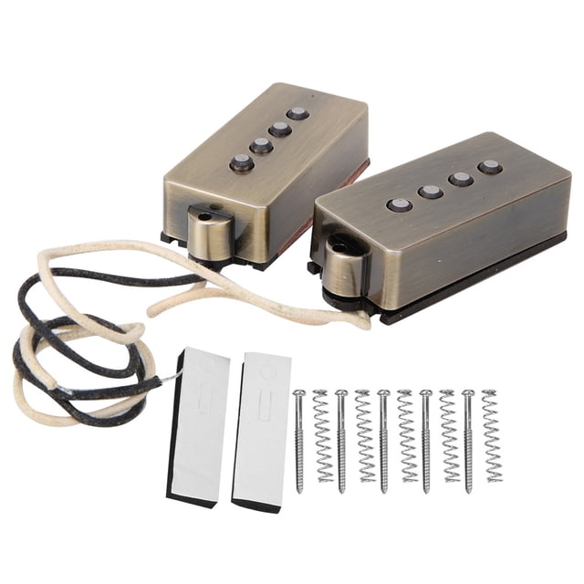 2 Pcs Bronze 4 Cordes Micro Guitare Basse avec des Outils d'Installation Ensemble Accessoire d'Instrument