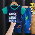 thumbnail image 2 of SGMVNU Boys Pajamas Set Boys' Sleepwear Pj's Kid's Summer Homewear Boys Girls Cartoon Printed Short Sleeve T Shirt Long Pants Pajama Suits(Size 2-3 Years,Navy), 2 of 4