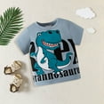 thumbnail image 5 of Toddler Kids Baby Boys Summer Cartoon Dinosaur Short Sleeve Crewneck T Shirts Tops Tee Two Color Optional, 5 of 6