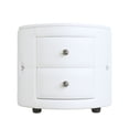 thumbnail image 6 of PU Leather Nightstand, Elegant Bedside Table with 2 Drawers and Crystal Handle, Oval 2-Drawer Upholstered Nightstand, Storage Bed Side Table Fully Assembled Except Legs & Handles,Suitable for Bedroom, 6 of 7