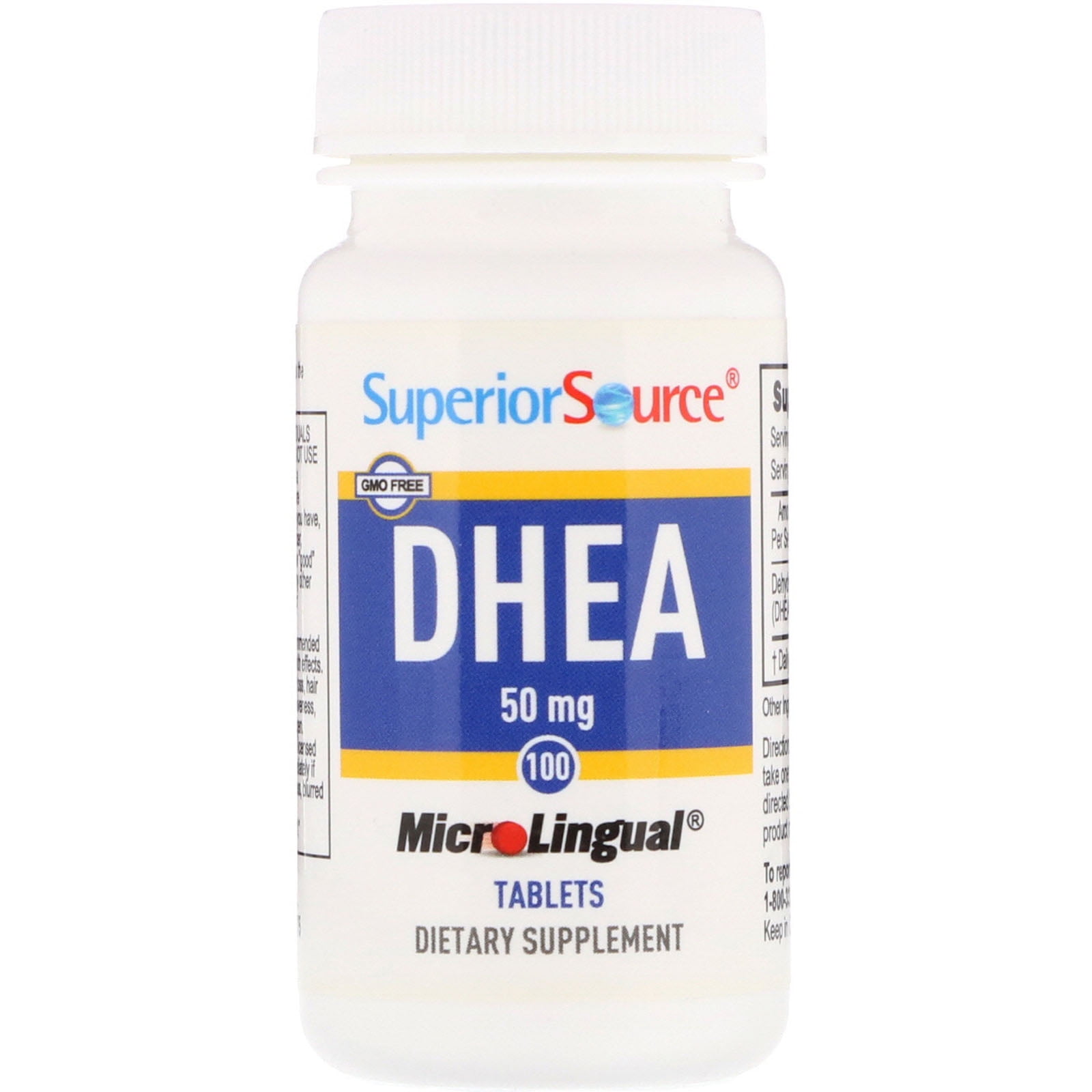 Superior Source Dhea 50 Mg Quick Dissolve Sublingual Tablets 100 Count
