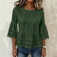 thumbnail image 6 of Warop Women's Spring Summer Solid Crew Neck Short Sleeve Cotton Linen Top Lightweight Blouse for Daily Vacation, 6 of 8