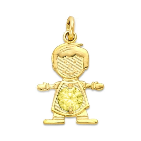 10k Solid Gold Baby Boy Charm with Birthstone for Bracelet, November Birth Stone Jewelry for Her, Gift for Mom