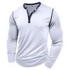 Mens Henley Shirts Long Sleeve Casual Button T-Shirt Classic Basic Lightweight Solid Pullover Tees Tops (XL, White)