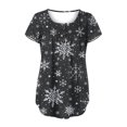 thumbnail image 6 of 2023 Women's Floral Tunic Tops Casual Blouse V Neck Short Sleeve Buttons Up T-Shirts, 6 of 6